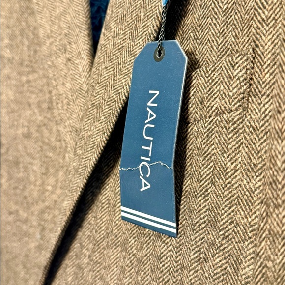 Nautica Bradford Brown Herringbone Jacket Men’s Blazer Wedding Formal Event - Picture 4 of 12